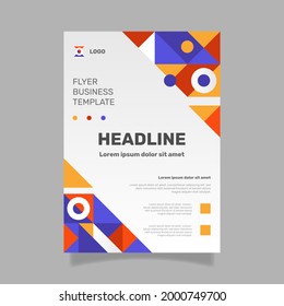 Geometric flat abstract vertical business flyer template. - Vector.