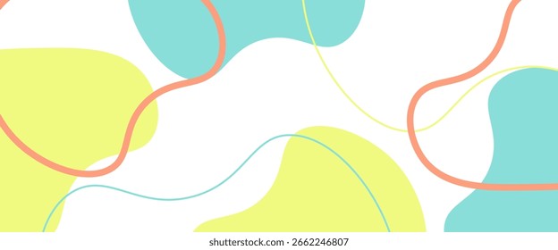 Geometric flat background templates. Soft blue, yellow, orange dynamic shapes.
