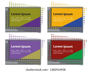 Geometric flat banners. Modern abstract gradient shapes for logo, sale promotion, discount title frame. Vector sale trendy banner