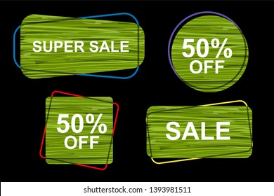 Geometric flat banners. Modern abstract gradient shapes for logo, sale promotion, discount title frame. Vector sale trendy banner