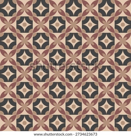 Geometric Flat Decorative Floral and Diamond Shape Seamless Pattern Repetitive Design