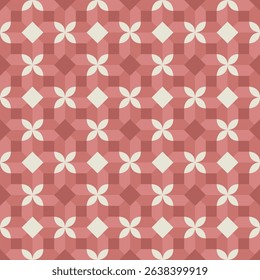 Geometric Flat Design Flower and Rhombus Repeat Seamless Pattern