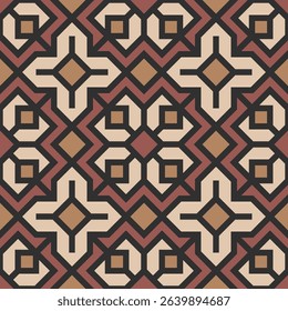 Geometric Flat Design Seamless Pattern with Earth Tone Combination Background