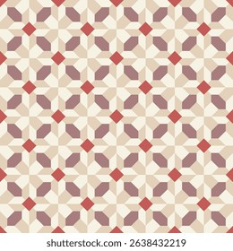 Geometric Flat Design Seamless Star and Diamond Pattern with Retro Palette