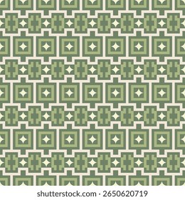 Geometric Flat Design Seamless Star and Square Retro Pattern