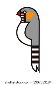 Geometric flat logo of a typical bird from Australia, the Zebra Finch, also called Nyimari