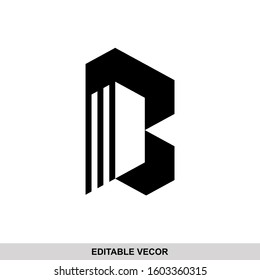 geometric flat modern letter B logo design