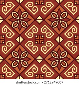 Geometric Flat Ornament Tile Seamless Pattern with Vintage Color Combination