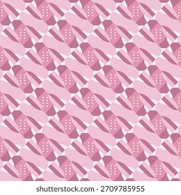 Geometric Flat Pink Ribbon and Dot Repetitive Surface Wrapping Pattern