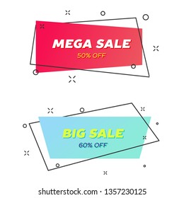 Geometric flat Sale banners. Modern abstract gradient shapes. Vector sale trendy banner.
