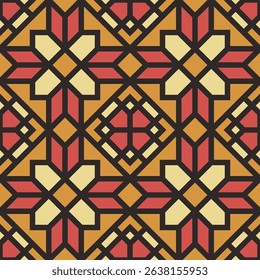 Geometric Flat Seamless Diamond Pattern in Red Yellow and Brown Color