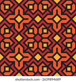 Geometric Flat Seamless Orange and Red Repeating Tileable Textile Pattern