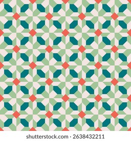 Geometric Flat Seamless Rhombus and Square Shape Modern Pattern Background