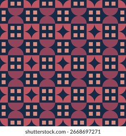 Geometric Flat Style Abstract Circle and Square Detailed Repeat Pattern