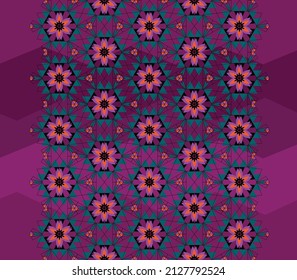 Geometric flora seamless patterns multicolor 