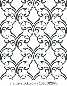 Geometric floral abstract seamless pattern. Linear motif background. Monochrome decoration design