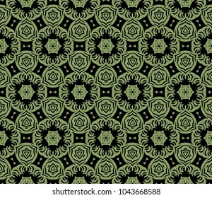 geometric floral art deco pattern. Seamless background. Monochrome modern vector illustration. For design