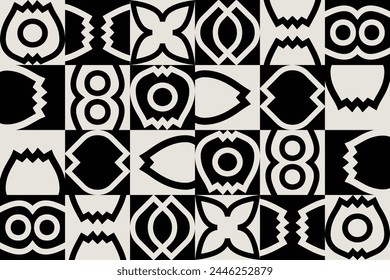 Geometric floral background design inspired by mid-century modern style. 