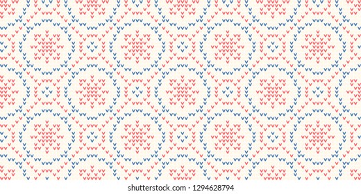 Geometric floral background elegant seamless flower shape circle pattern abstract linre fabric print classy contrast colours graphic style. Casual repeating textile design, blue, white, pink red color