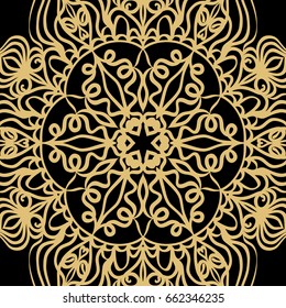 geometric floral   background. Tribal ethnic ornate decoration. Vector graphic illustration. gold, black color