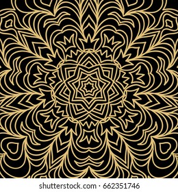 geometric floral   background. Tribal ethnic ornate decoration. Vector graphic illustration. gold, black color