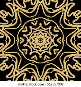 geometric floral  background. Tribal ethnic ornate decoration. Vector graphic illustration. gold, black color