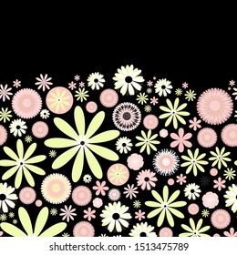 Geometric floral border pattern.Vector seamless repeat Perfect for stationary,home decor,wall paper and wall decals, Greeting card backgrounds, scrappbookimg projects,home decor products,party items