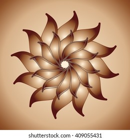 Geometric floral circular pattern. Circular abstract floral pattern.