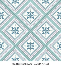 Geometric floral continuous fabric pattern