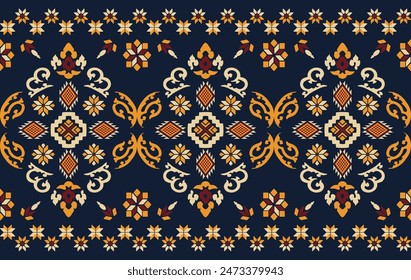 Geometric floral ethnic fabric seamless pattern colorful. traditional ethnic textile printed vector pattern, Designed for background ,wallpaper ,carpet ,clothing ,printed pattern ,fabric ,embroidery