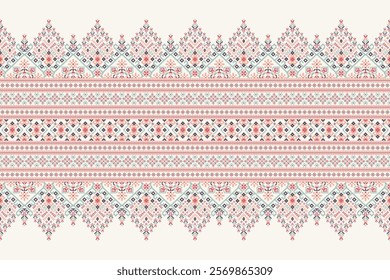 Geometric floral ethnic pattern,geometric flowers pattern on white background,vector illustration,floral cross stitch pattern,Aztec style,abstract background.design for texture,fabric,clothing,print.