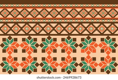 Geometric floral ethnic seamless pattern colorful. traditional ethnic oriental style vector pattern, Designed for background ,wallpaper ,carpet ,clothing ,weaving ,printed pattern ,fabric ,embroidery