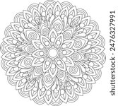 Geometric Floral Flower Botanical Detailed Mandala Adult Coloring Page Intricate Circular Pattern Zentangle