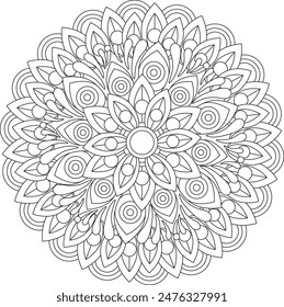 Geometric Floral Flower Botanical Detailed Mandala Adult Coloring Page Intricate Circular Pattern Zentangle