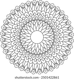 Geometric Floral Flower Botanical Detailed Mandala Adult Coloring Page Intricate Circular Pattern Zentangle