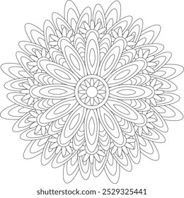 Geometric Floral Flower Botanical Detailed Mandala Adult Coloring Page Intricate Circular Pattern Zentangle