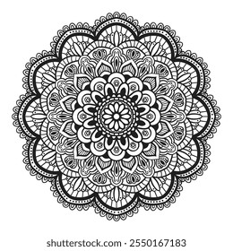 Geometric Floral Flower Botanical Detailed Mandala Adult Coloring Page Intricate Circular Pattern Zentangle