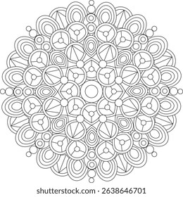 Geometric Floral Flower Botanical Detailed Mandala Adult Coloring Page Intricate Circular Pattern Zentangle