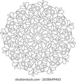 Geometric Floral Flower Botanical Detailed Mandala Adult Coloring Page Intricate Circular Pattern Zentangle