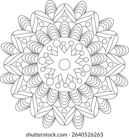 Geometric Floral Flower Botanical Detailed Mandala Adult Coloring Page Intricate Circular Pattern Zentangle