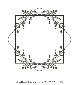 geometric floral frame leaves isolated icon
