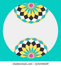 geometric floral frame in turquoise pink shades
