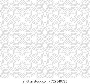 Geometric Floral Grey Pattern with White Background, Vector Illustration