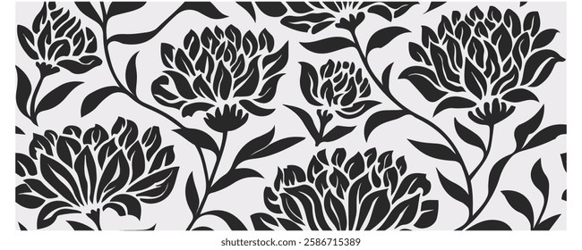 Geometric Floral Leaf Seamless Pattern