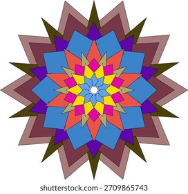 Geometric floral mandala artwork enriched with bright colorful abstract artistic style