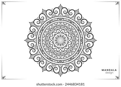 Geometric floral mandala design, ornate ethnic oriental style in vector format for coloring book, suitable for mehndi, textiles, posters and tattoos