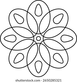 Mandala floral geométrica com simetria de oito pétalas