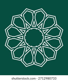 Ornamento mandala floral geométrico com padrão linear interligado em design circular simétrico