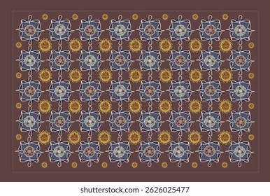 Geometric Floral Mandala Pattern – Seamless islamic Ornamental Tile in Earth Tones. arabesque modern stylish design.