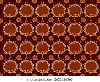 Geometric Floral Mandala Pattern – Seamless islamic Ornamental Tile in Earth Tones. arabesque modern stylish design. Graphic vector geometrical unique design.